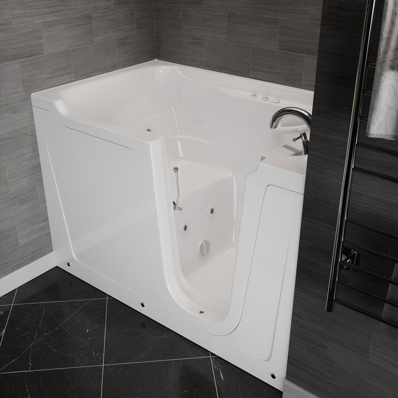 Meditub A3660RWH Collection 36 x 60 Whirlpool Jetted Bathtub with Right Drain in White with Powered Fast Drain