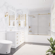 Anzzi Don Series Frameless Sliding Tub Door in Brushed Gold