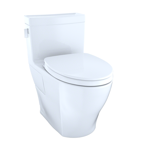 TOTO MS624124CEFG#01 Legato WASHLET+ One-Piece Elongated 1.28 GPF Universal Height Skirted Toilet with CEFIONTECT, Cotton White