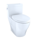 TOTO MS624124CEFG#01 Legato WASHLET+ One-Piece Elongated 1.28 GPF Universal Height Skirted Toilet with CEFIONTECT, Cotton White