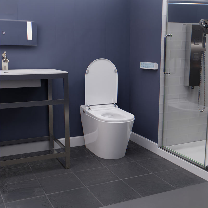 Anzzi TL-STFF950WH ENVO Echo Elongated 1.28 GPF Smart Bidet Toilet with Auto Open, Auto Close, Auto Flush, and Heated Se