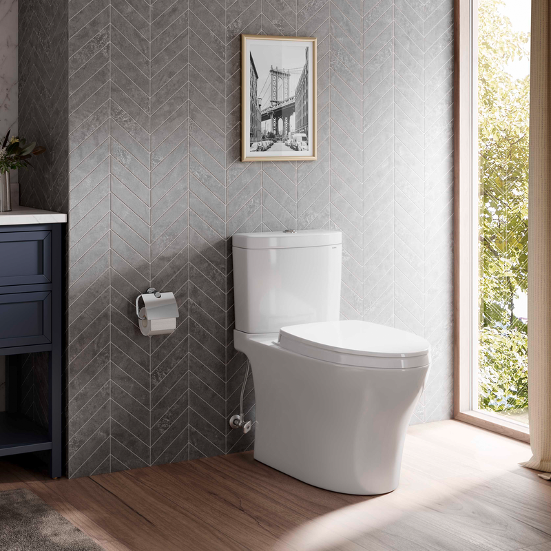 TOTO CST446CEMFGN#01 Aquia IV Two-Piece Elongated Dual Flush 1.28 and 0.9 GPF Toilet with CEFIONTECT, Cotton White - view 3