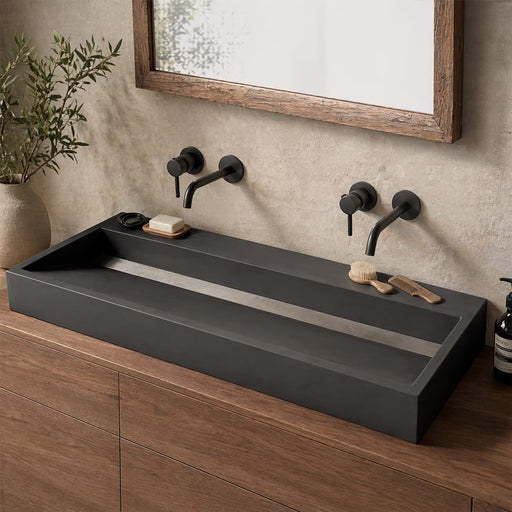 Prospero Rectangular Cast Concrete Vessel Sink - Dusk Grey
