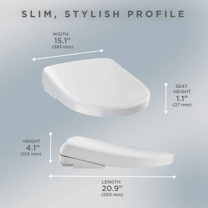 TOTO SW4725#01 WASHLET S7 Electronic Bidet Toilet Seat with EWATER+ Bowl and Wand Cleaning and Contemporary Lid, Round, Cotton White - view 7
