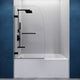 Anzzi Grand Series 30 in. x 55 in. Frameless Hinged Tub Door with Tsunami Guard in Matte Black