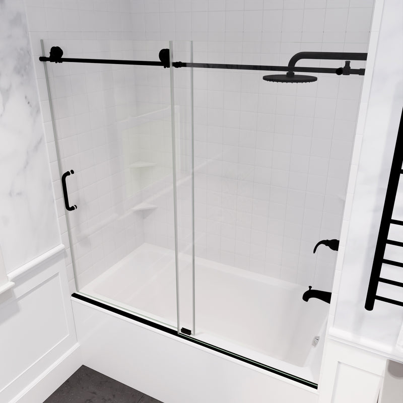 Anzzi Don Series Frameless Sliding Tub Door in Matte Black