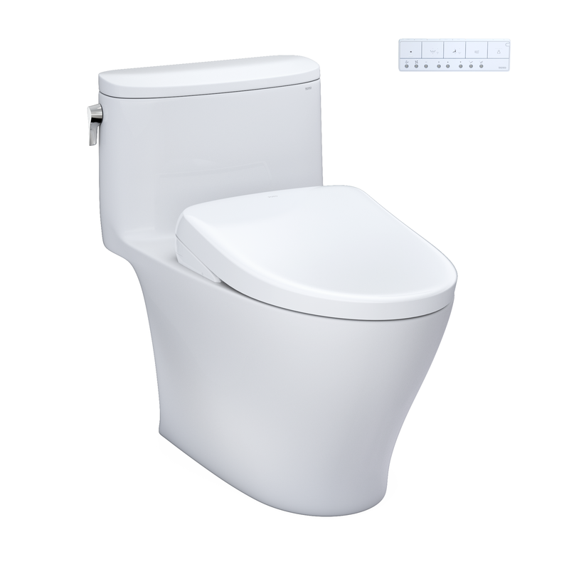 TOTO MW6424726CEFGA#01 WASHLET+ Nexus One-Piece Elongated 1.28 GPF Toilet with Auto Flush S7 Contemporary Bidet Seat, Cotton White