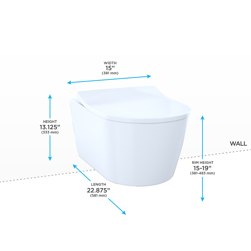 TOTO CT447CFG#01 RP Wall-Hung Contemporary D-Shape Dual Flush 1.28 and 0.9 GPF Toilet with CEFIONTECT, Cotton White - view 2