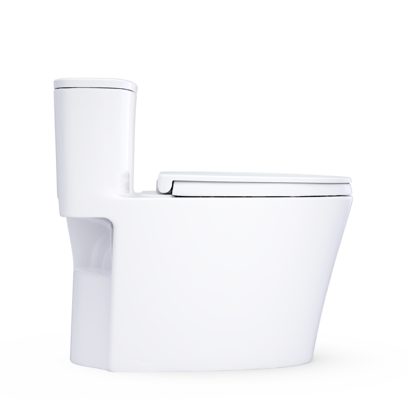 TOTO MS686124CEFRG#01 Aurora One-Piece Elongated 1.28 GPF WASHLET+ and Auto Flush Ready Universal Height Toilet with Right-Hand Trip Lever, CEFIONTECT and SS124 SoftClose Seat, Cotton White - view 7