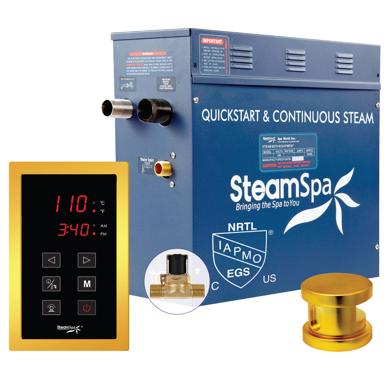 SteamSpa Oasis Series Generator Round Auto Drain - Gold