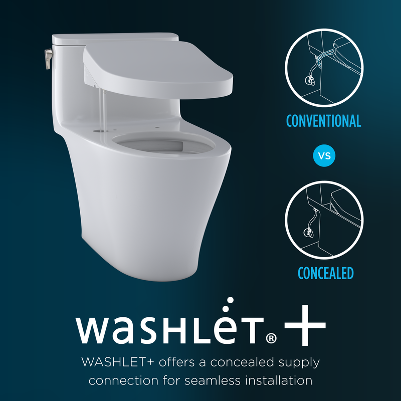 TOTO MW4464736CEMGNA#01 WASHLET+ Aquia IV Two-Piece Elongated Dual Flush 1.28 and 0.9 GPF Toilet and with Auto Flush S7A Contemporary Bidet Seat, Cotton White - view 6