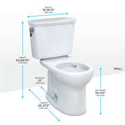 TOTO CST785CEFG#01 Drake Transitional Two-Piece Round 1.28 GPF Universal Height TORNADO FLUSH Toilet with CEFIONTECT, Cotton White - view 2