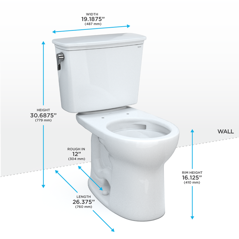 TOTO CST785CEFG#01 Drake Transitional Two-Piece Round 1.28 GPF Universal Height TORNADO FLUSH Toilet with CEFIONTECT, Cotton White - view 2