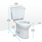 TOTO CST775CEFRG#01 Drake Two-Piece Round 1.28 GPF Universal Height TORNADO FLUSH Toilet with CEFIONTECT, Cotton White - view 2