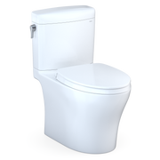 TOTO MS436124CEMFGN#01 Aquia IV Cube Two-Piece Elongated Dual Flush 1.28 and 0.9 GPF Universal Height Toilet with CEFIONTECT, WASHLET+ Ready, Cotton White
