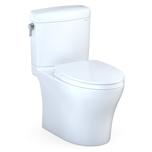 TOTO MS436124CEMFGN#01 Aquia IV Cube Two-Piece Elongated Dual Flush 1.28 and 0.9 GPF Universal Height Toilet with CEFIONTECT, WASHLET+ Ready, Cotton White