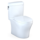 TOTO MS436124CEMFGN#01 Aquia IV Cube Two-Piece Elongated Dual Flush 1.28 and 0.9 GPF Universal Height Toilet with CEFIONTECT, WASHLET+ Ready, Cotton White