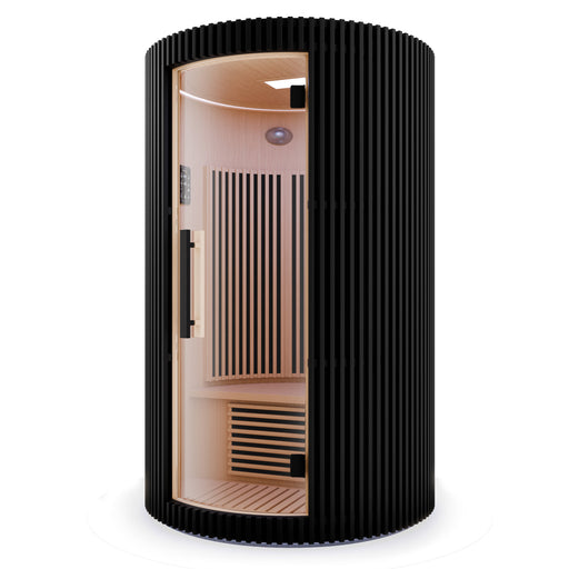 SaunaSpa SC-SS0025-0SBK 1-2 Person Round Infrared Sauna in Black Canadian Hemlock