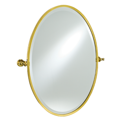Afina RM-818 Radiance 18" W x 26" H Oval Brass Framed Bevel Mirror with Gear Tilt Brackets