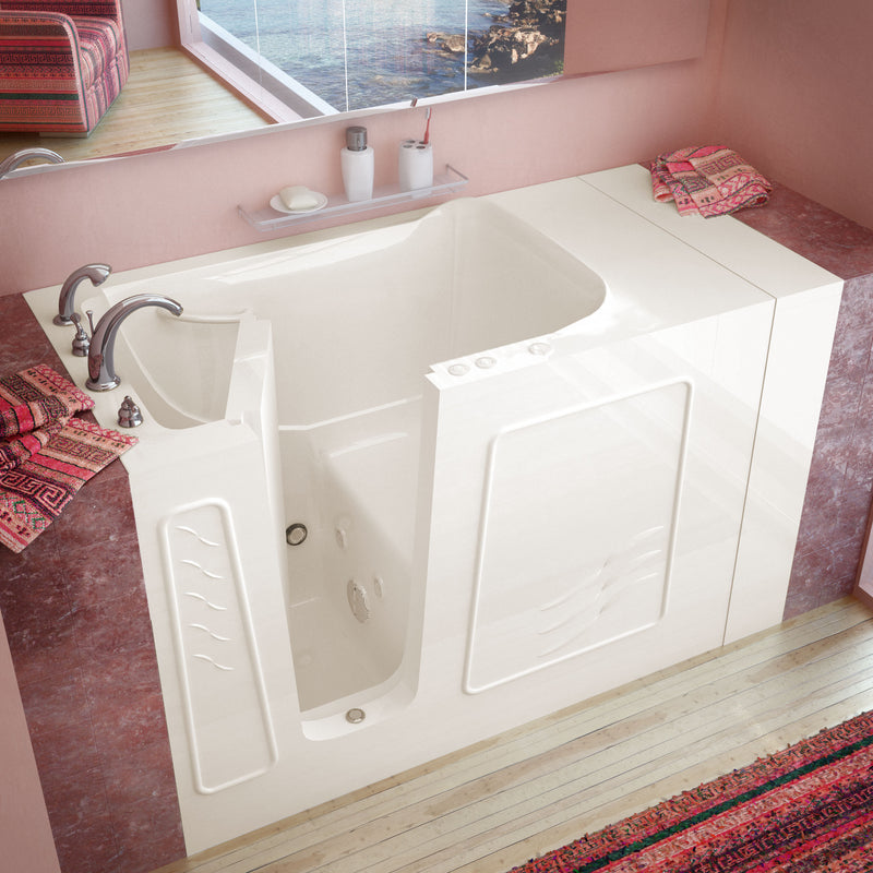Meditub 3053LBH Walk-In 30 x 52 Left Drain Biscuit Whirlpool Jetted Walk-In Bathtub
