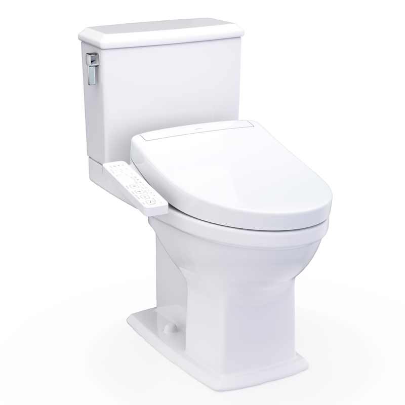 TOTO MW4943346CEMFG#01 WASHLET+ Connelly Two-Piece Elongated Dual Flush 1.28 and 0.9 GPF Toilet and WASHLET S2 Bidet Seat, Cotton White