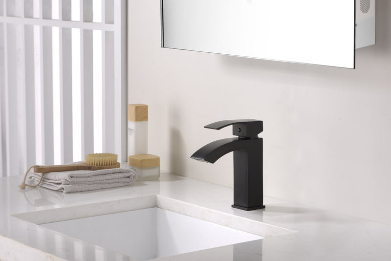 Anzzi L-AZ037 Revere Series Single Hole Single-Handle Low-Arc Bathroom Faucet Matte Black - view 9