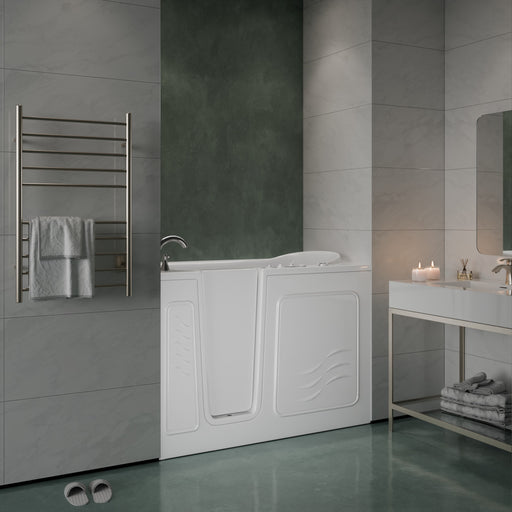 Meditub 3053LWD Collection 30 x 52 Left Side Drain Combination Jetted Bathtub in White with Powered Fast Drain lifestyle