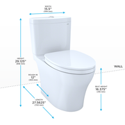 TOTO MS446124CEMGN#01 Aquia IV WASHLET+ Two-Piece Elongated Dual Flush 1.28 and 0.9 GPF Toilet with CEFIONTECT, Cotton White - view 2