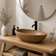Rocco Cast Concrete Oval Vessel Sink - Vintage Brown