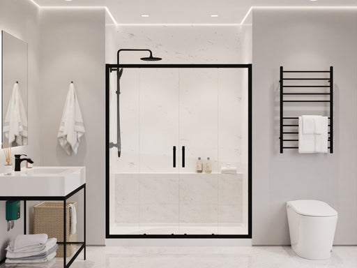 Anzzi SD-AZ15-01MB Romance Series 59 to 60 in. x 70 in. Sliding Framed Shower Door in Matte Black with Tsunami - view 2