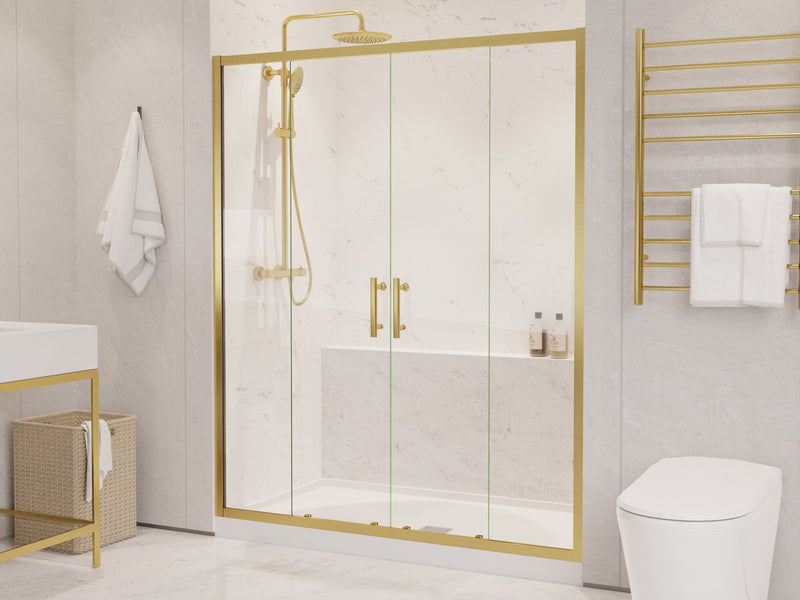 Anzzi SD-AZ15-01MB Romance Series 59 to 60 in. x 70 in. Sliding Framed Shower Door in Matte Black with Tsunami - view 4