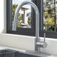 Anzzi Expedition Series 15.75 in. 1-Handle Pull-Down Sprayer Kitchen Faucet in Brushed Nickel