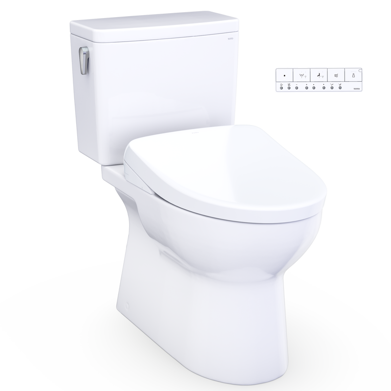TOTO MW4724736CEFG#01 Glaston WASHLET+ S7A Two-Piece Elongated 1.28 GPF Universal Height Toilet with CEFIONTECT, Cotton White