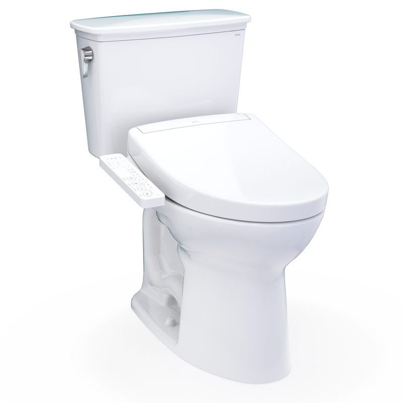 TOTO MW7863346CEFG.10#01 Drake Transitional WASHLET+ Two-Piece Elongated 1.28 GPF Universal Height TORNADO FLUSH Toilet with S2 Bidet Seat, Cotton White