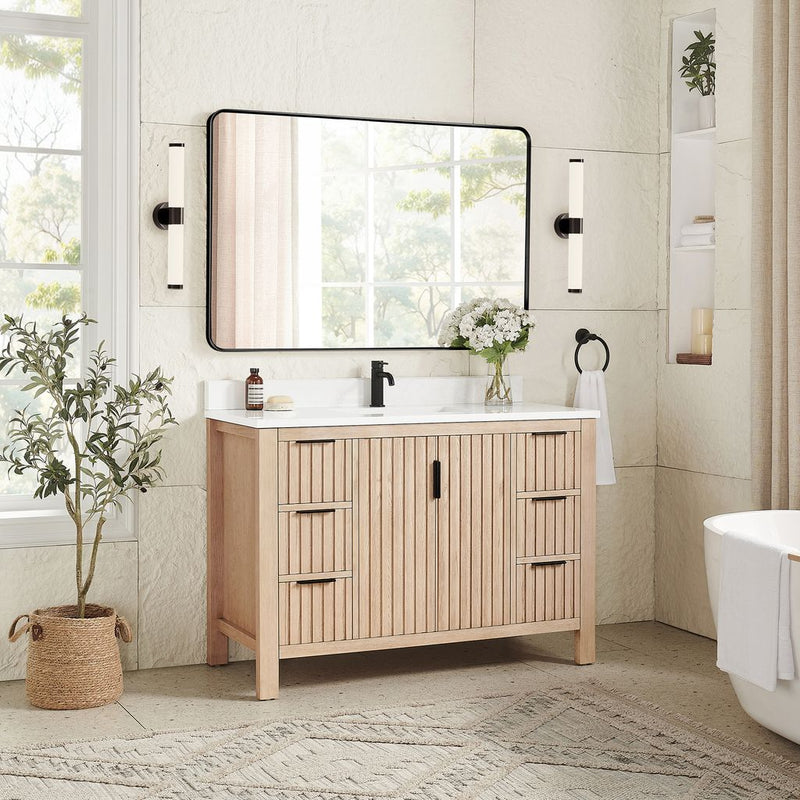 Vinnova 704248-AN-GW Shenzhen 48" Single Sink Bath Vanity in Aged Natural Oak