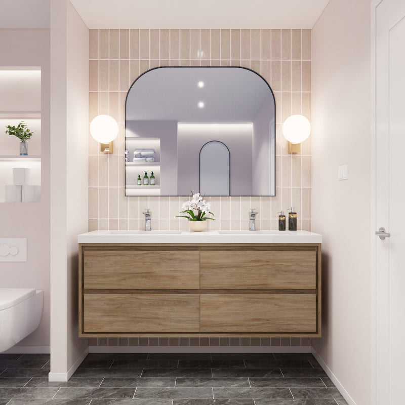 Moreno Bath SAGE60D Sage 60" Modern Floating Bathroom Vanity Set with Double Sink Top