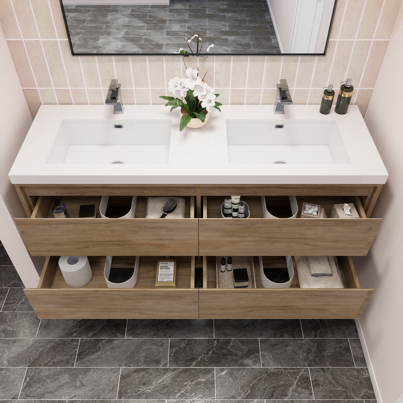 Moreno Bath SAGE60D Sage 60" Modern Floating Bathroom Vanity Set with Double Sink Top - view 9