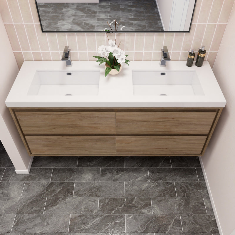 Moreno Bath SAGE60D Sage 60" Modern Floating Bathroom Vanity Set with Double Sink Top - view 10