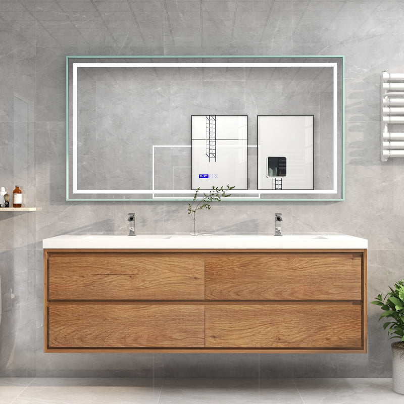 Moreno Bath SAGE72D Sage 72" Modern Floating Bathroom Vanity Set with Double Sink Top