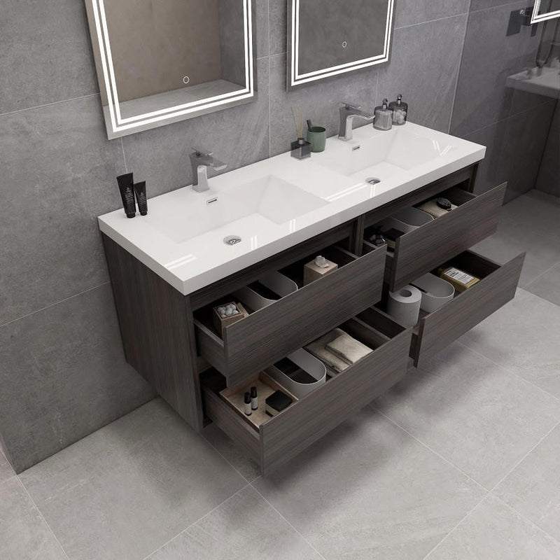 Moreno Bath SAGE60DD Sage 60" Modern Floating Double Bathroom Vanity Set with Double Sink Top (60DD) - view 6