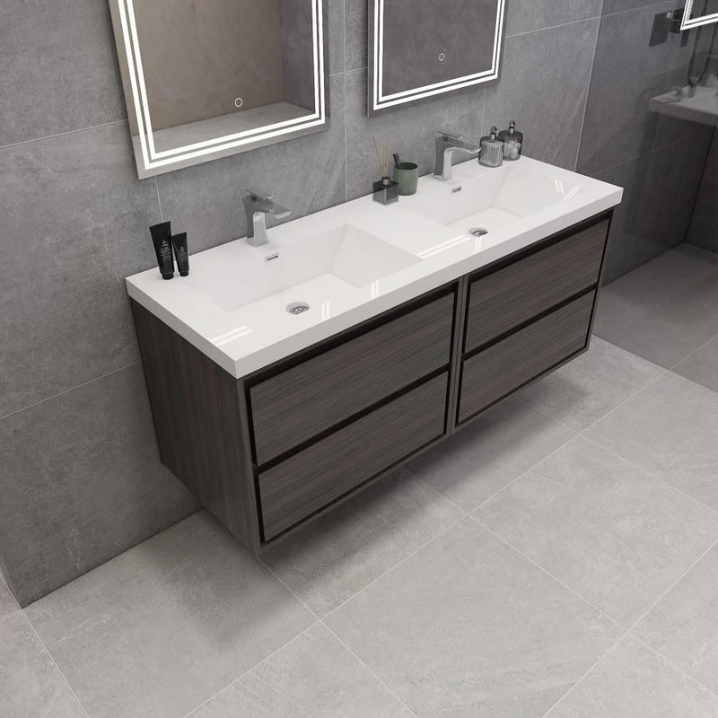 Moreno Bath SAGE60DD Sage 60" Modern Floating Double Bathroom Vanity Set with Double Sink Top (60DD) - view 8