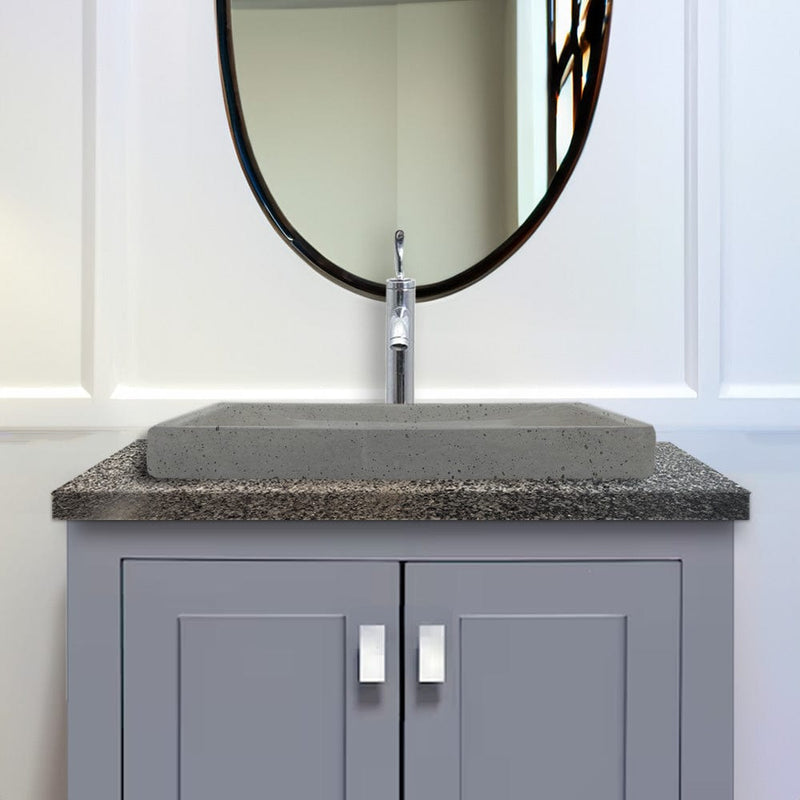 Sapa Rectangular Cast Concrete Vessel Sink - Black