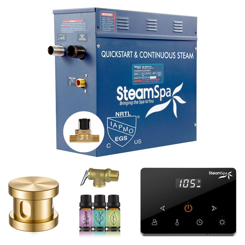 SteamSpa Oasis Series Generator Round Wireless Auto Drain - Gold