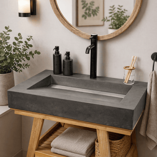 Severo Cast Concrete Rectangular Vessel Sink - Dusk Grey