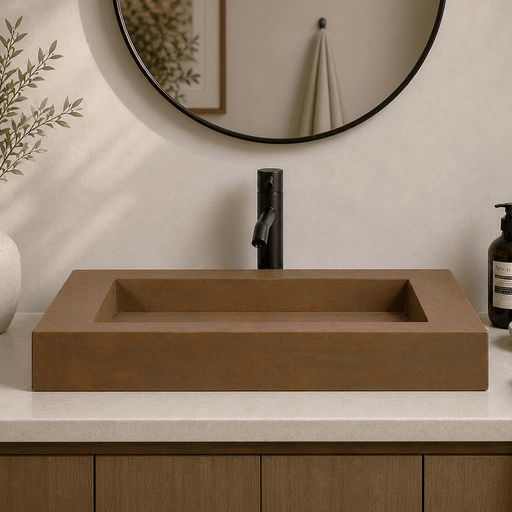 Severo Cast Concrete Rectangular Vessel Sink - Vintage Brown