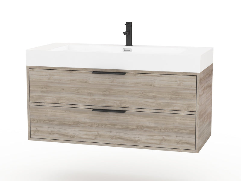 Cutler FV SILK42 Savoy 42" Single Sink Wall Mounted Cultured Marble Top Bathroom Vanity - Silk
