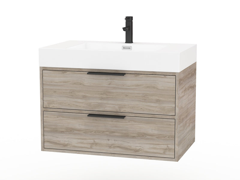 Cutler FV SILK30 Savoy 30" Single Sink Wall Mounted Cultured Marble Top Bathroom Vanity - Silk