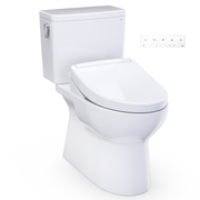 TOTO MW4723446CEFG#01 Glaston WASHLET+ S5 Two-Piece Elongated 1.28 GPF Universal Height Toilet with CEFIONTECT, Cotton White