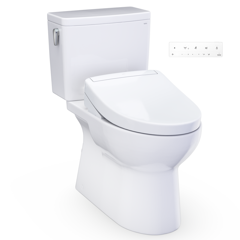 TOTO MW4723446CEFG#01 Glaston WASHLET+ S5 Two-Piece Elongated 1.28 GPF Universal Height Toilet with CEFIONTECT, Cotton White