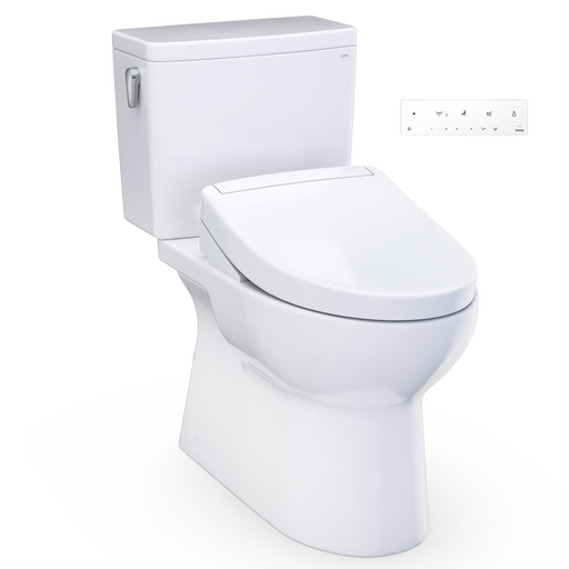 TOTO MW4723446CEFG#01 Glaston WASHLET+ S5 Two-Piece Elongated 1.28 GPF Universal Height Toilet with CEFIONTECT, Cotton White